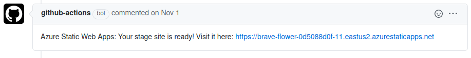 azure bot commenting on github PR